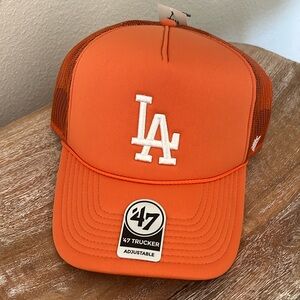 Urban Outfitters Los Angeles LA Dodgers Orange Trucker Hat New With Tags